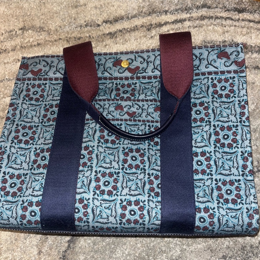Tory Burch Large Canvas Patterned Tote Bag